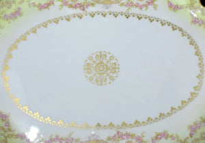Antique Porcelain Oval Serving Tray by GDA Limoges (Hand Painted, 22k Gold), Circa Late 19th Century 🇫🇷🍽️✨
