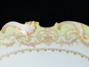 Antique Porcelain Oval Serving Tray by GDA Limoges (Hand Painted, 22k Gold), Circa Late 19th Century 🇫🇷🍽️✨