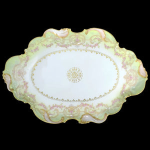 Antique Porcelain Oval Serving Tray by GDA Limoges (Hand Painted, 22k Gold), Circa Late 19th Century 🇫🇷🍽️✨